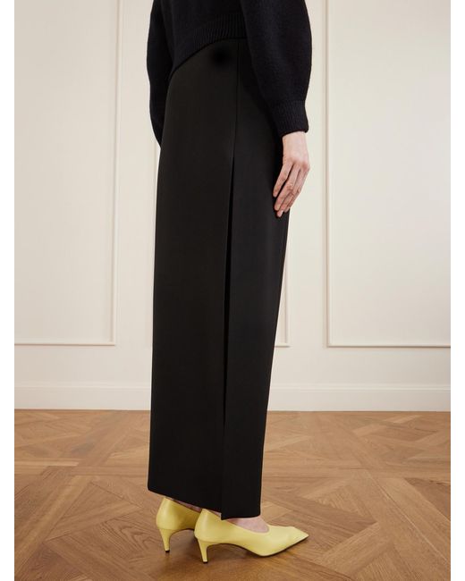 Khaite Black Lyle Crepe Midi Skirt