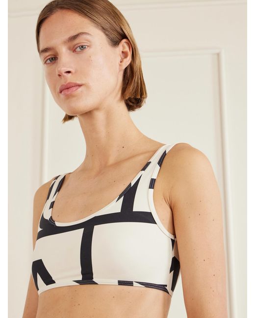 Totême Natural Monogram Printed Bikini Top