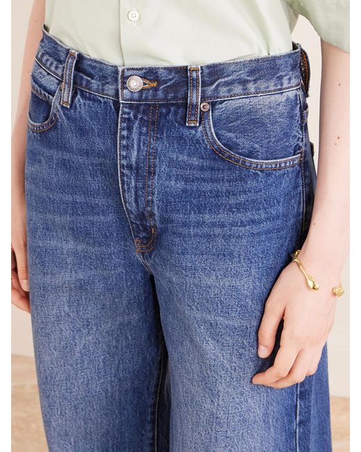 FRAME Blue High Rise Curve High-Rise Wide-Leg Jeans