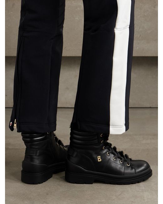 Bogner Black St. Moritz Schnürstiefel Aus Leder Mit Shearling-Futter Und Verzierung