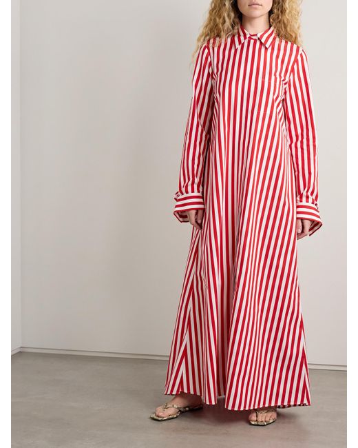 Twp Pink Jenny's Oversized-Maxi-Hemdblusenkleid Aus Gestreifter Baumwollpopeline