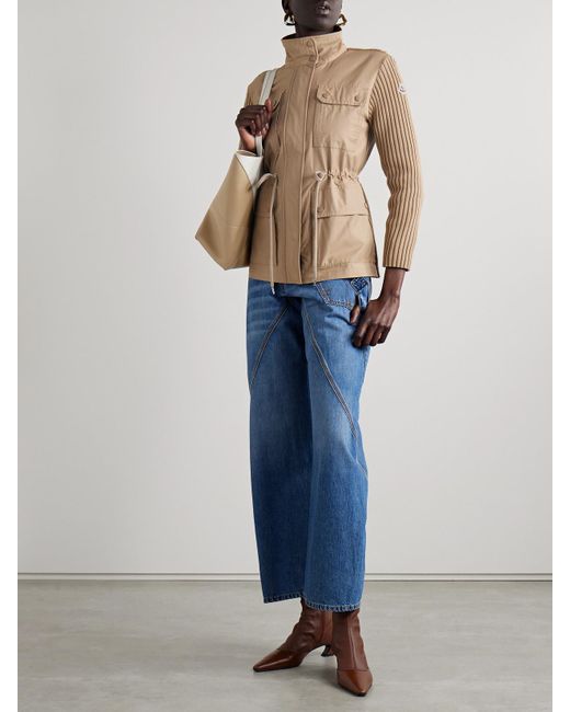 Moncler Natural Appliquéd Ribbed Twill And Cotton-blend Jacket