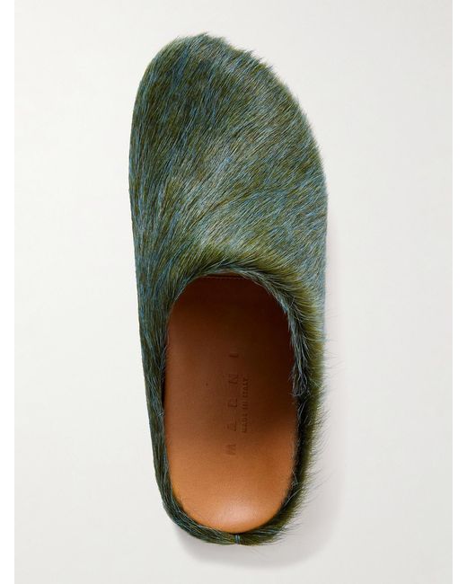 Marni Green Fussbett Calf Hair Clogs