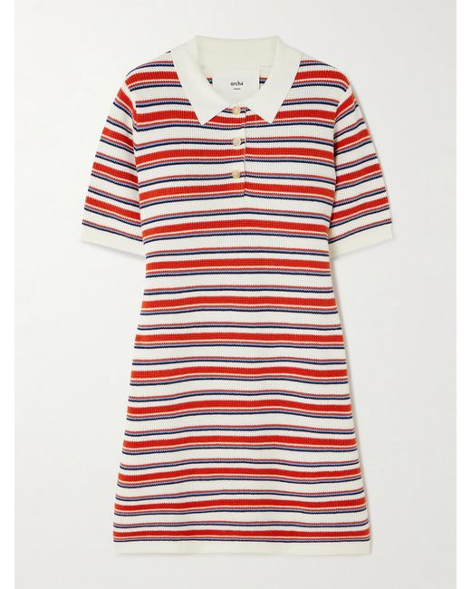 arch4 Red Solva Striped Cotton, Silk And Cashmere-Blend Mini Dress