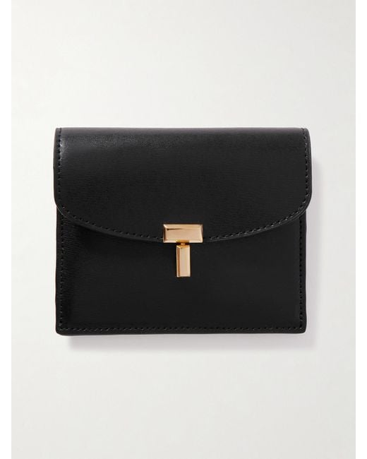 Totême  Black T-Lock Textured-Leather Cardholder