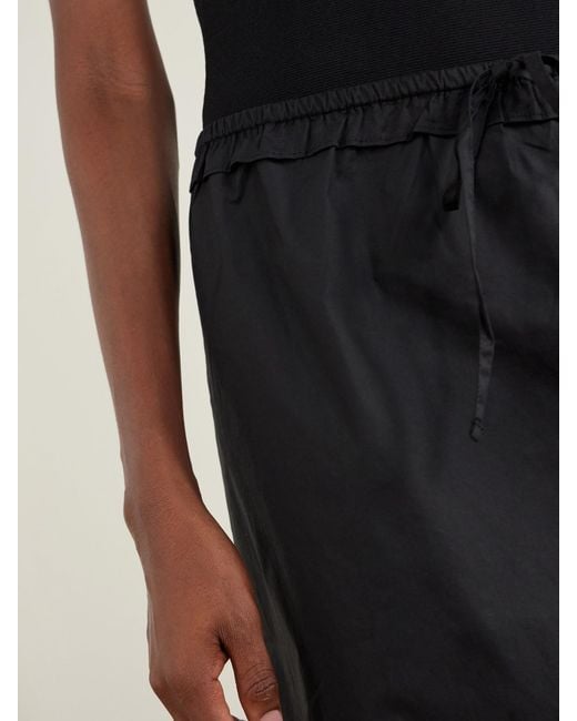 Deiji Studios Black One Frill Organic Cotton-Poplin Knee-Length Skirt