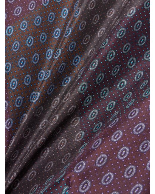 Dries Van Noten Purple Wrap-Effect Draped Printed Silk-Habotai Blouse