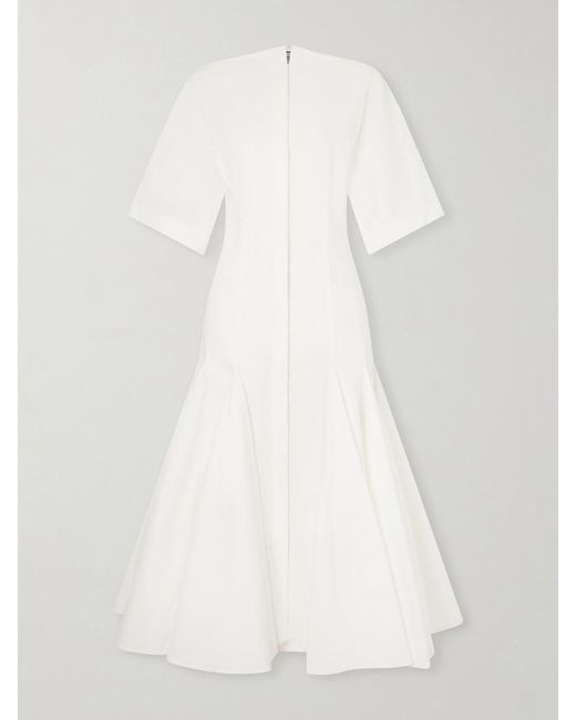 Jacquemus White Moisson Pleated Cotton-Poplin Shirt Dress