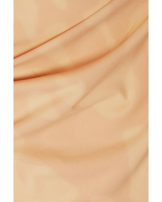 Ioannes Natural Open-Back Paneled Printed Stretch-Jersey Top