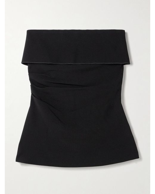 Proenza Schouler Black Felicity Strapless Layered Ruched Crepe Top