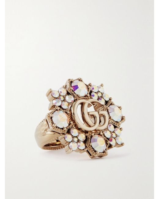 Gucci Natural Gg Marmont-Tone Crystal Ring