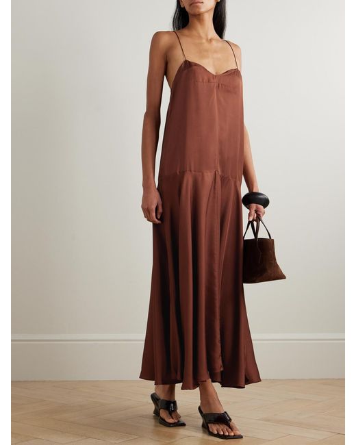 St. Agni Brown Silk-Twill Maxi Dress