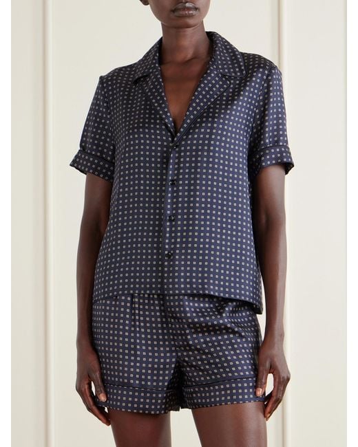 Saint Laurent Blue Printed Silk-Twill Shirt