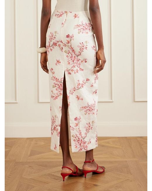 Agua Bendita Natural Lirica Cauca Floral-Print Linen Maxi Skirt