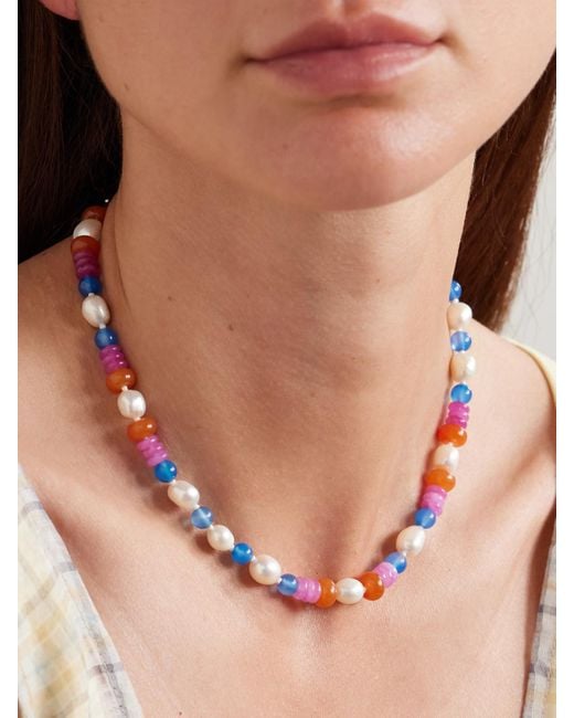 Gohar World Multicolor Turkish Delight Kette Aus Seide Mit Mehreren Steinen Und Details Aus Silber