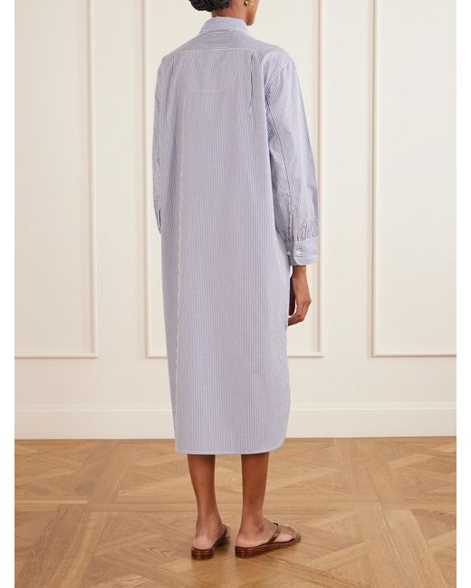 Suzie Kondi Purple Stella Striped Cotton-Poplin Midi Shirt Dress