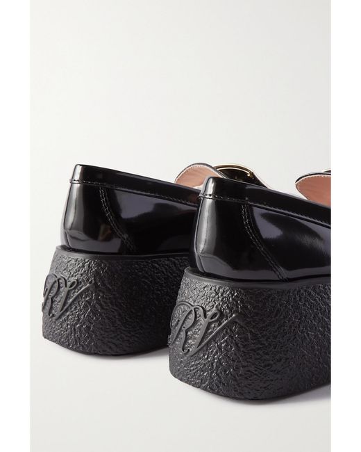 Roger Vivier Black Viv Ranger Embellished Patent-Leather Loafers