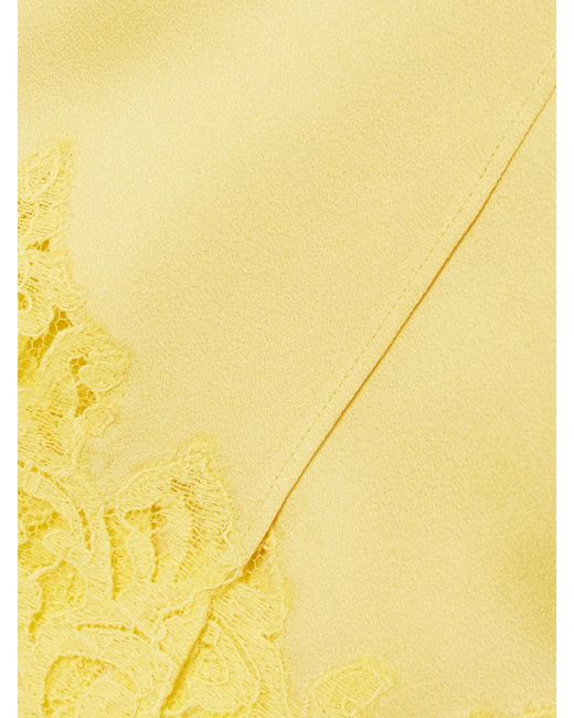 Stella McCartney Yellow Iconic Wrap-Effect Lace-Trimmed Satin Skirt
