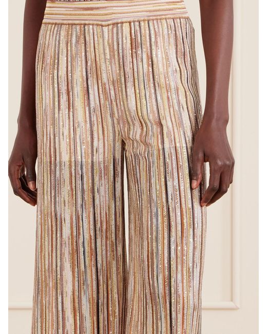 Missoni Natural Mare Embellished Metallic Crochet-Knit Wide-Leg Pants