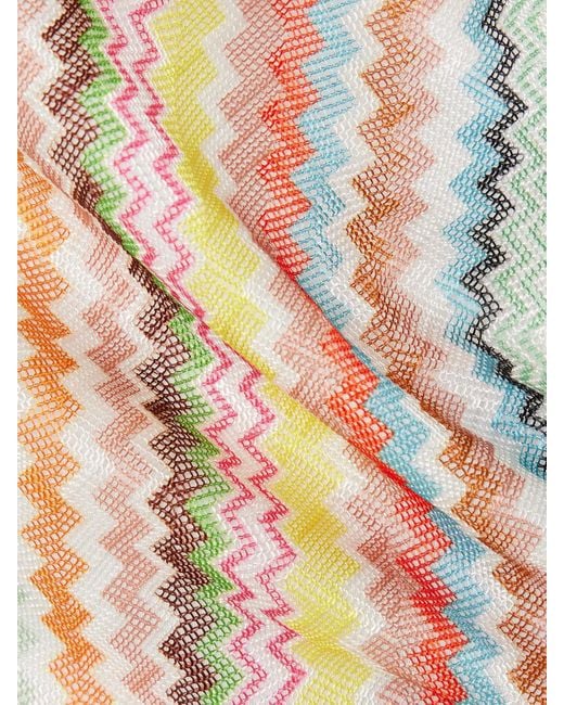 Missoni White Mare One-Shoulder Cutout Striped Metallic Crochet-Knit Swimsuit