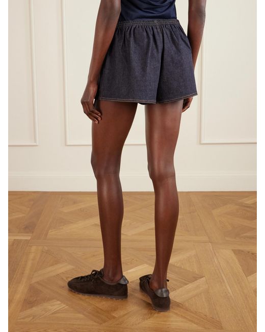 Jacquemus Blue Amelo Embroidered Pleated Denim Shorts