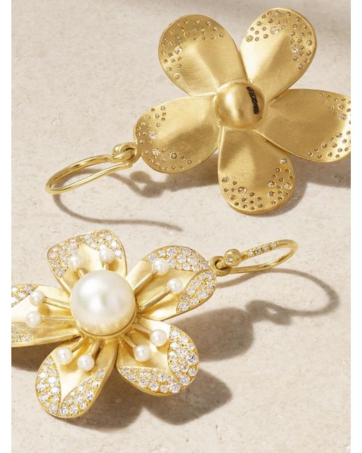 Irene Neuwirth Natural Blossom 18-Karat, Pearl And Diamond Earrings