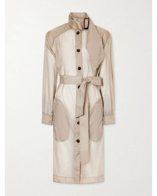 Saint Laurent Natural Belted Shell Midi Dress