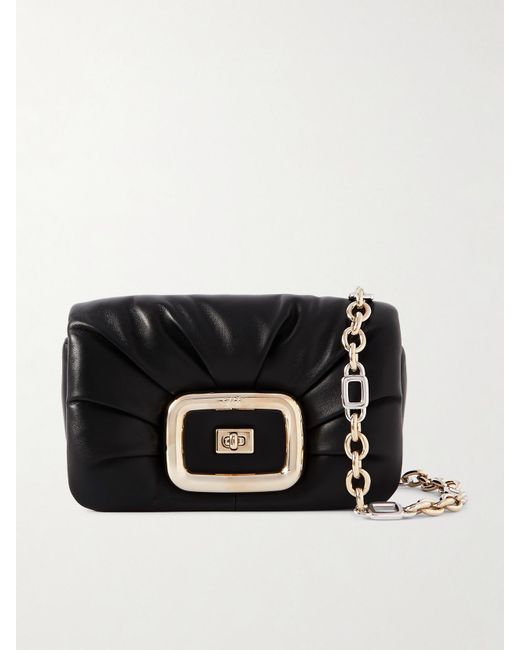 Roger Vivier Black Viv' Choc Me Mini Padded Leather Shoulder Bag