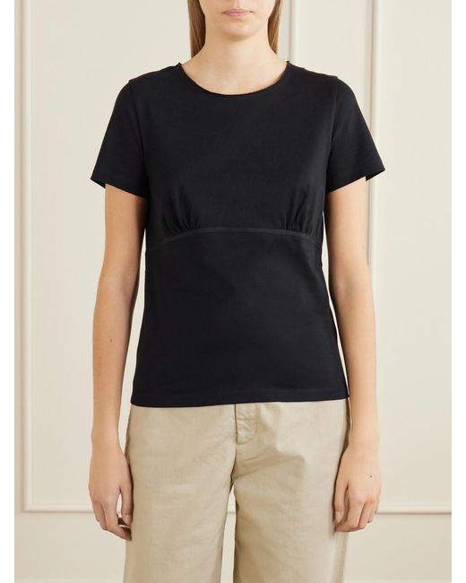 Deiji Studios Black Gathered Organic-Cotton T-Shirt