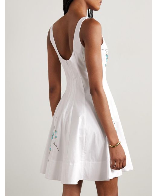 Staud White Wells Minikleid Aus Popeline Aus Einer Baumwollmischung Mit Verzierungen Und Falten