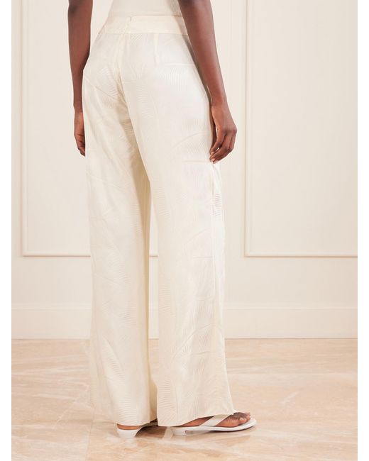 Johanna Ortiz White Laidback Energy Satin-Jacquard Flared Pants