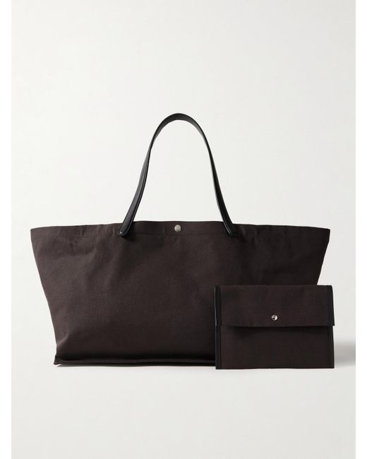 The Row Black Idaho Xl Tote Aus Baumwoll-Canvas Mit Lederbesätzen
