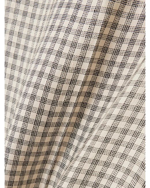 Theory White Checked Linen-Blend Wide-Leg Pants