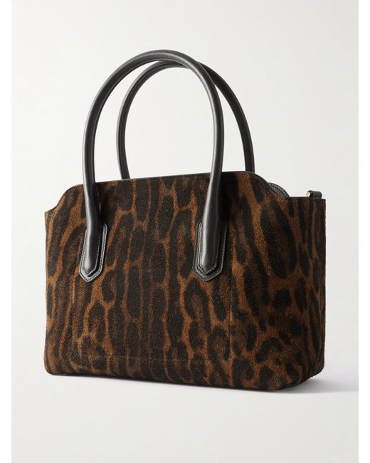 Tom Ford Black Ocelot Mittelgroße Tote Aus Gebürstetem Veloursleder Mit Lederbesätzen Und Ozelot-Muster