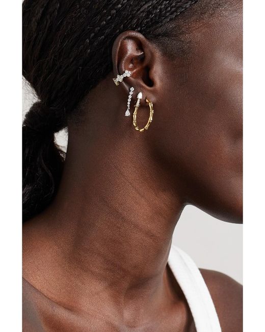 Anita Ko Natural Bamboo 18-Karat Hoop Earrings