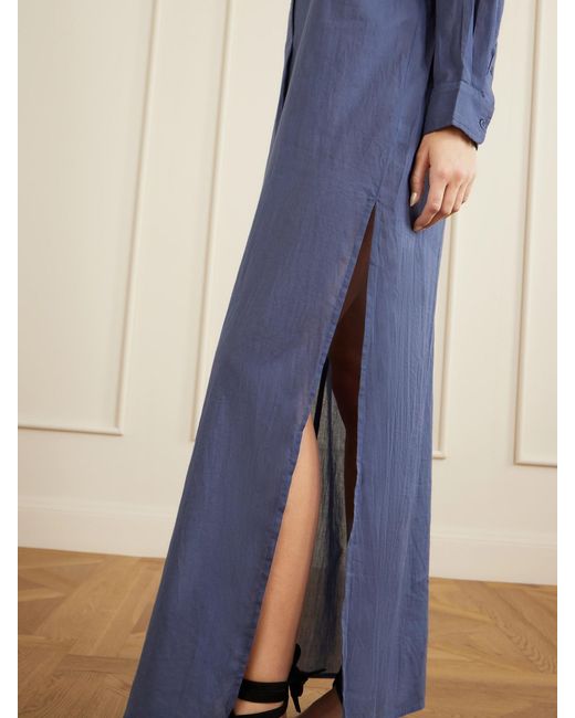 Nili Lotan Blue Mina Cotton-Voile Midi Dress