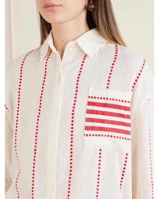 Lemlem Red Mariam Cotton-Gauze Shirt
