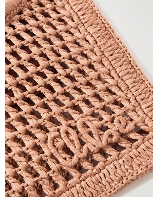 Chloé Natural Summer Banana Tote Aus Geflochtenem Raffiabast Mit Lederbesätzen