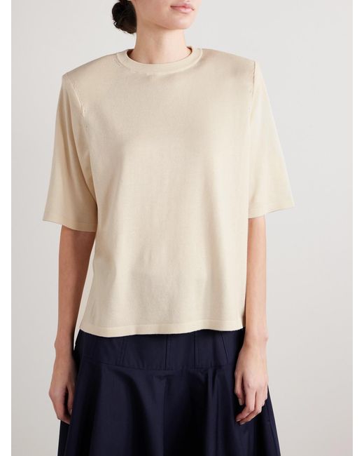 Altuzarra Natural Lilou Oversized Silk And Cotton-Blend Jersey T-Shirt