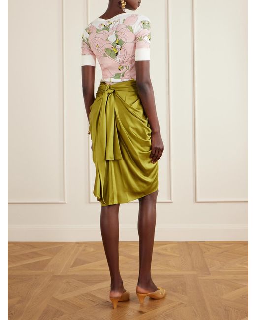 Chloé Green Twist-Front Silk-Crepe De Chine Midi Skirt