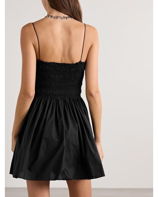 Matteau Black Shirred Organic Cotton-Poplin Mini Dress