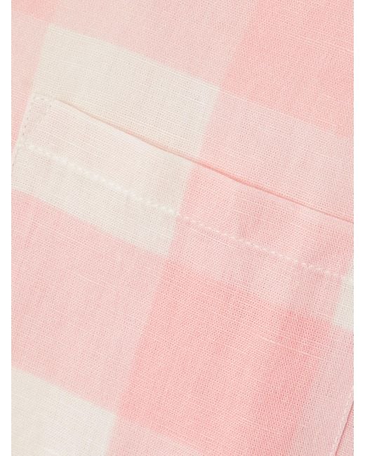 Thierry Colson Pink Zouk Checked Linen And Cotton-Blend Shirt