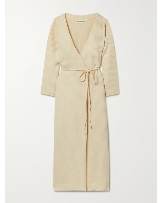 Mara Hoffman Natural Tiffany Wickelkleid Aus Einer Strukturierten Biobaumwollmischung