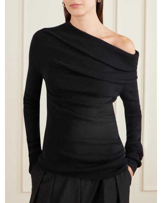 Lisa Yang Black Agie Ribbed Cotton And Cashmere-Blend Sweater
