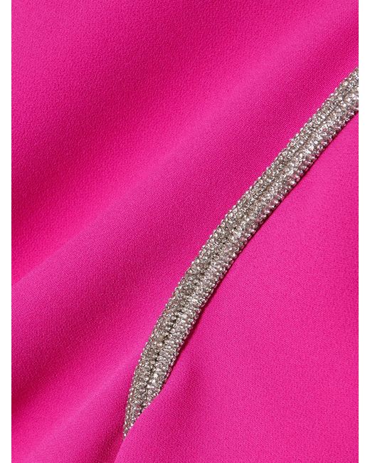 Safiyaa Pink Ginevra Cape-Effect Crystal-Embellished Stretch-Crepe Gown