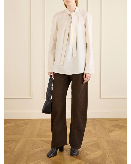 Lemaire White Ascot Cotton And Silk-Blend Shirt