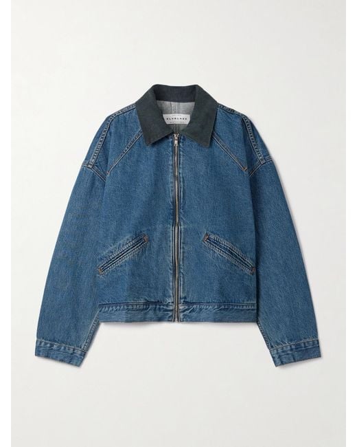 SLVRLAKE Denim Blue Camden Corduroy-Trimmed Denim Jacket