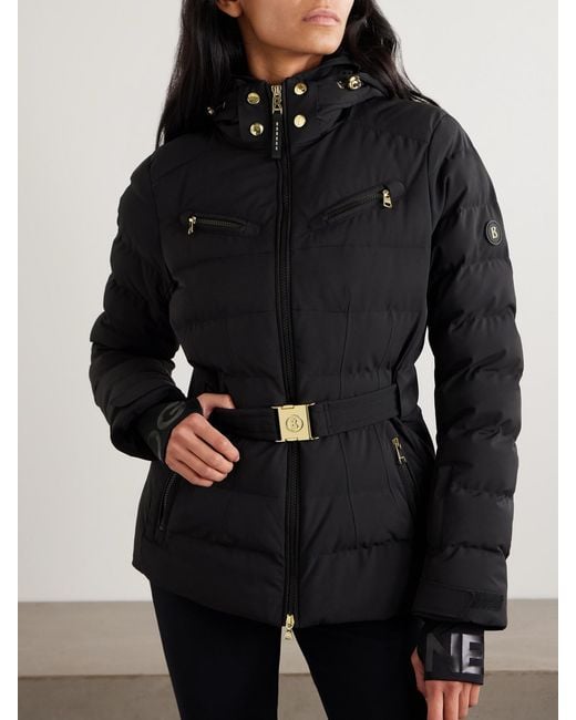 Bogner Black Ellya Belted Layered Quilted Ski Jacket