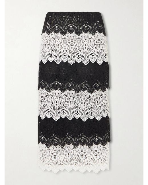 Carolina Herrera Black Lace Midi Skirt
