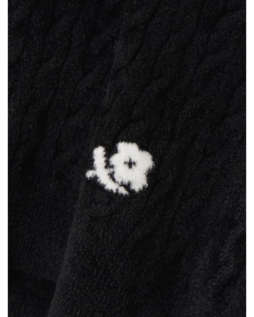 BERNADETTE Black Noa Embroidered Cable-Knit Chenille Turtleneck Sweater